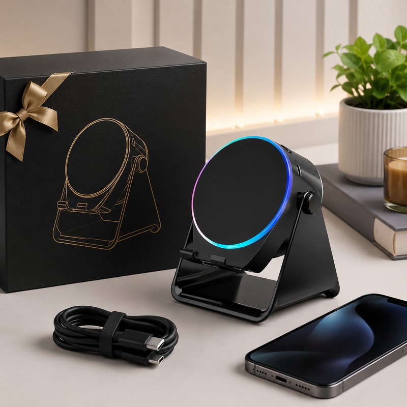Wireless Induction Speaker Phone Stand for Desk Use – 360°