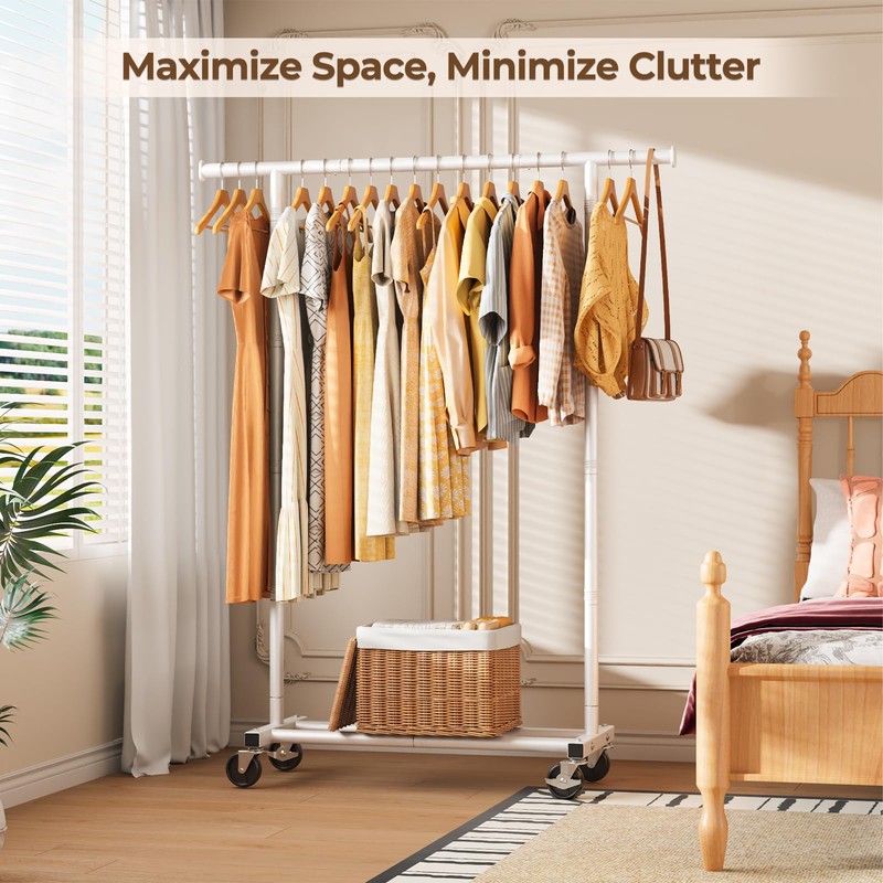 HYSEYY Clothes Rack, Clothing Rack for Hanging Clothes, Rolling Garment