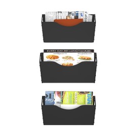 BSJYMJIAJU Magnetic File Holder, 3 Pockets, Black, Metal