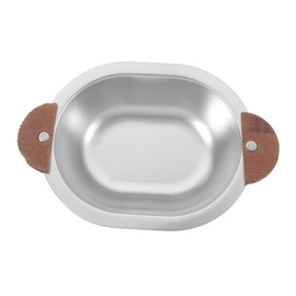 CIYODO Elegant Double Handle Bowl Mix and Serve Stainless Steel with Wooden Handle Great for Salads Desserts and More