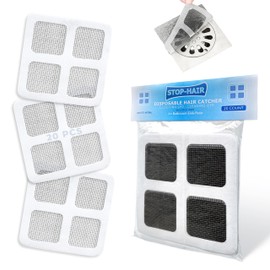 Hair Catcher Shower Drain 20PCS Pack, 4"" X 4"" STOP-HAIR Disposable Hair Catcher Shower Drain, Mesh Stickers for Shower, Bathroom, Laundry, Kitchen, Sink-Ideal for Human and Pet Hair (20 PCS) White.