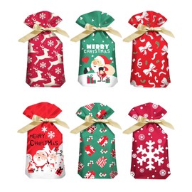 Bliceon Christmas Drawstring Gift Bags, 36 Pack Xmas Gift Wrapping Bags Goody Bags, Treat Bags with Drawstring Candy Bags, Drawstring Cookie Bags for Christmas Presents Party Favor -02