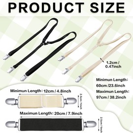 Jiuguva 6 Pcs Women's Suspenders for Pants Under Clothes and Maternity Suspenders for Women Set 2 Pcs Y Back Style Undergarment Suspenders and 4 Pcs Adjustable Elastic Belly Suspenders, Black Beige