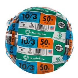 Southwire 13059122 50 ft. 10/3 Grey Solid CU UF-B W/G Wire,Grey