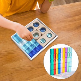 F Fityle 19x Rainbow Acrylic GEM Blocks Highly Transparent Learn Color Rainbow Building Cubes for Children Preschool Holiday Ages 3-6, Blue