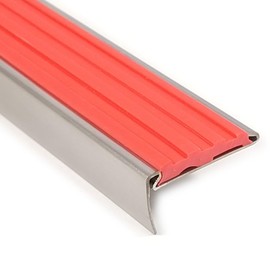 KGF514 P14 (Red) Stair Slip, Stainless Steel, Non-slip, 15.6 inches (40 mm), Rubber Tire Filled Type, 3.3 ft (1 m)