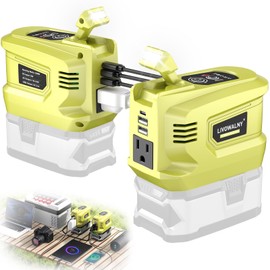 200W Power Inverter DC 18V to AC 110-120V Battery Inverter Generator, Portable Charger Adapter Powered Outlet with 2 USB Ports & 1 Type-C & 1 AC Outlet (2PCS for Ryobi18V Battery)