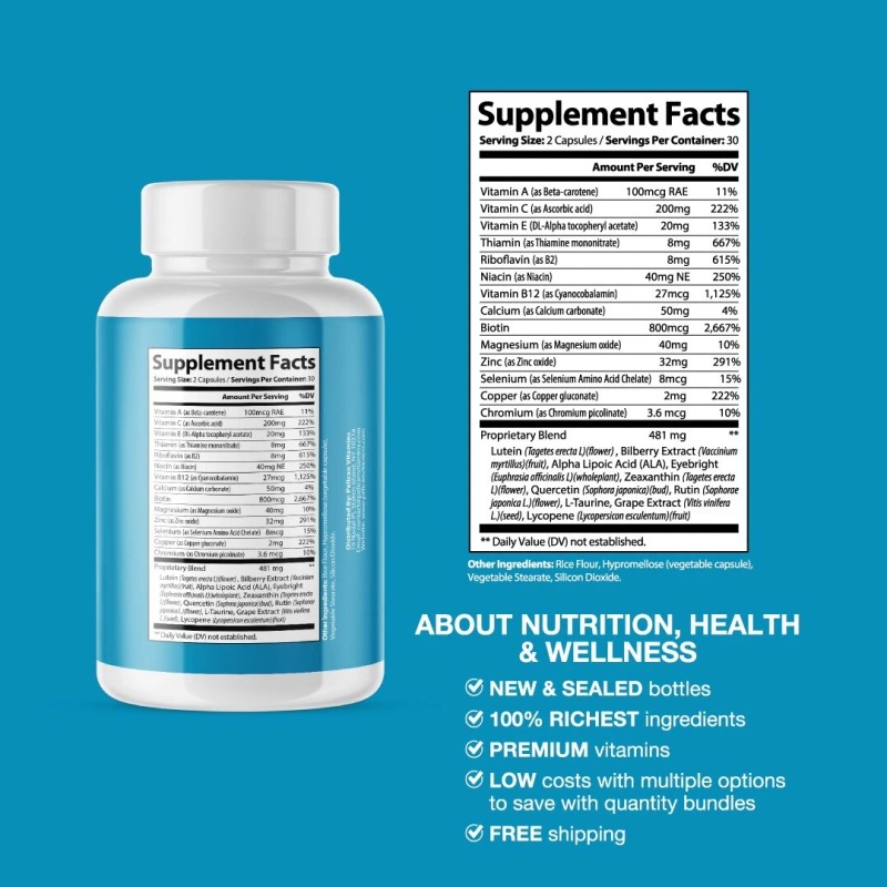 Pelican Vitamins Lutein Edge- Eye Support- 2 Bottles- 120 Capsules