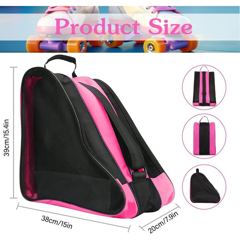 FIBOUND Roller Skate Bag, Oxford Fabric, Pink, 15.35 x 7.87