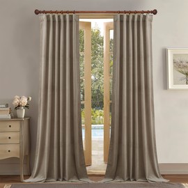 StangH Camel Beige Velvet Curtains - Living Room Blackout Curtain Drapes Super Soft Heavy Window Curtains for Bedroom/Boys Room, Thermal Insulated Drapes for Balcony, W52 x L108, 2 Panels