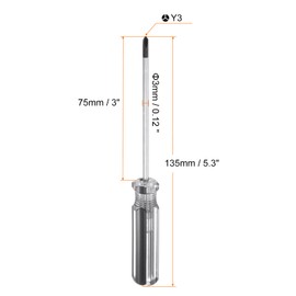 sourcing map Magnetic Y Tip Screwdriver 75mm Length Y3 Steel 3 Points Head Screw Driver with Non-Slip Handle for Appliances Repair Improvement, Black