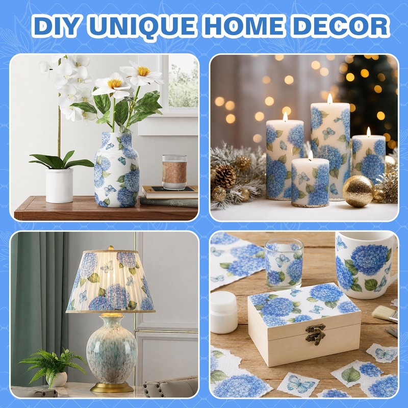100Pcs Hydrangea Paper Napkins, Bathroom Napkins Guest Disposable