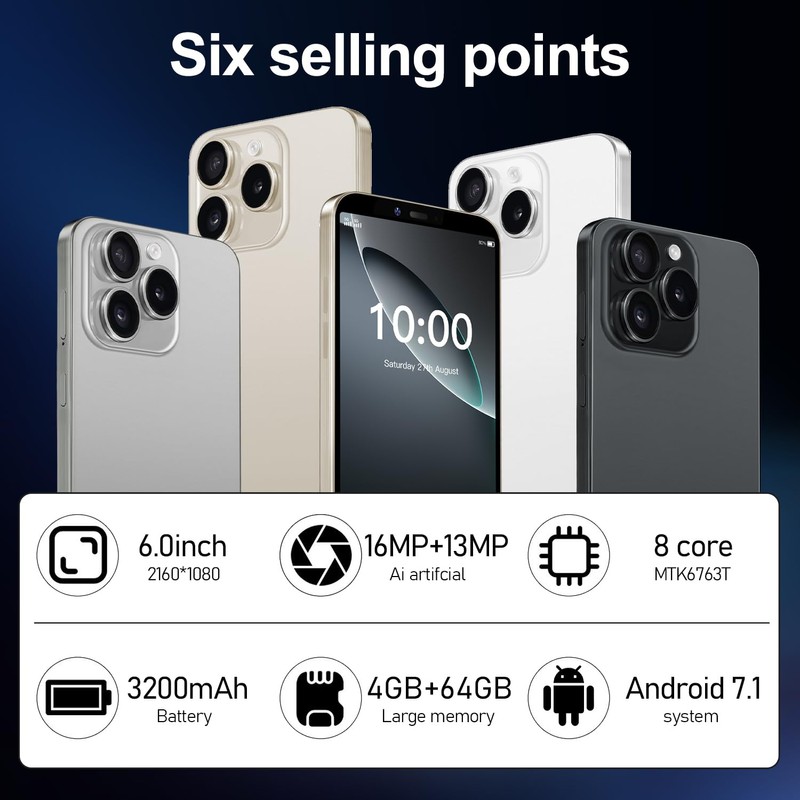 Fine Life Pro Unlock Phone, 8-Core Processor, 4G LTE Smartphone,