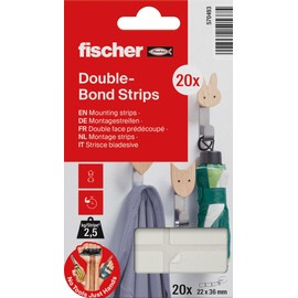 fischer DoubleBond Strips, Double Sided Sticky Pads, Heavy Duty Tape (20 Pieces)
