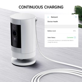 OLAIKE 8m/26ft Indoor/Outdoor Power Adapter for Ring Stick Up Cam Battery/Plug-in, Ring Spotlight Cam Battery, Weatherproof Cable Continuously Charge Camera (No Camera), White