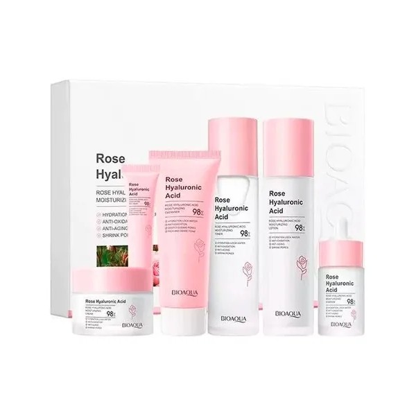 Kit Skincare Bioaqua Agua De Rosas Con Ácido Hialurónico