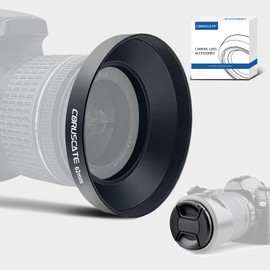62mm Universal Metal Lens Hood,Wide Angle Lens Hood Compatible All 62mm Brands Camera Lens(and Easy to Install and Remove)+1pcs 62mm Lens Cap