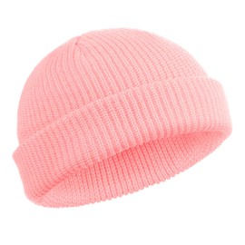 SATINIOR Trawler Beanie Watch Hat Roll-up Edge Skullcap Fisherman Beanie for Women Men(Pink,1 Piece)