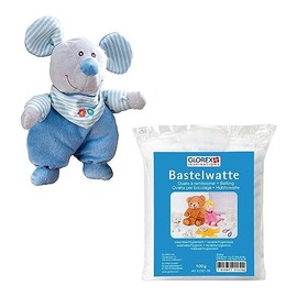 Glorex 04633-1K – Complete Set Stuffing Toy Mouse Minky Approx. 26 cm Includes 100 g Cotton Wool