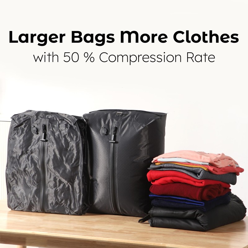 Relime Vacuum Bags for Travel, Revolutionary Reusable Compression Bags for