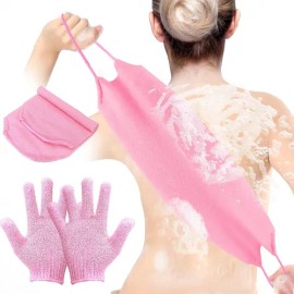 Paquete De 3 Guantes Exfoliantes Para Espalda Y Cuerpo