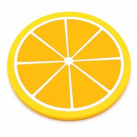 Round Silicone Coaster with an Orange-Themed Design (3.15 × 3.15 × 0.20 inches),1pc