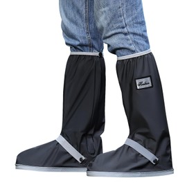 Shoe Covers Waterproof Waterproof Overshoes Outdoor Non-Slip Overshoes Waterproof with Zip Reflector Waterproof Shoe Covers Reusable Foldable (SML)