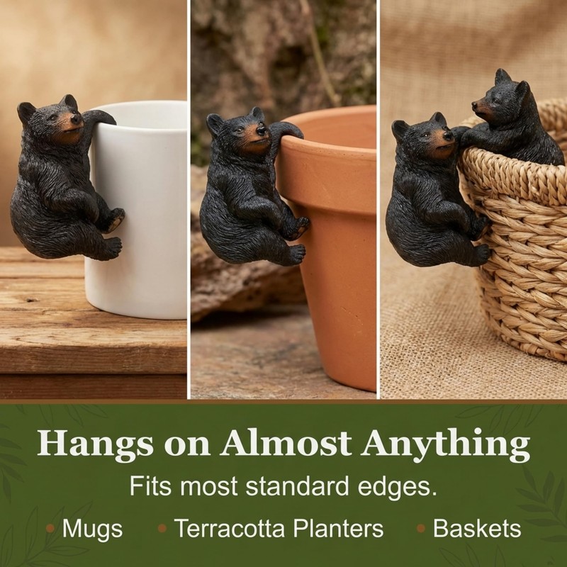 The Bridge Collection 3" Black Bear Pot Hangers - Set