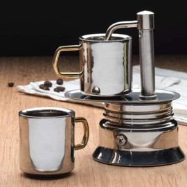 Cafetera Moka de una Sola Boquilla, Cafetera Moka Portátil de Acero Inoxidable Moka Pot de Inducción, Cafetera de Espresso Clásica para Estufa en Casa o Camping, Disfrute de un Delicioso(50 ml)