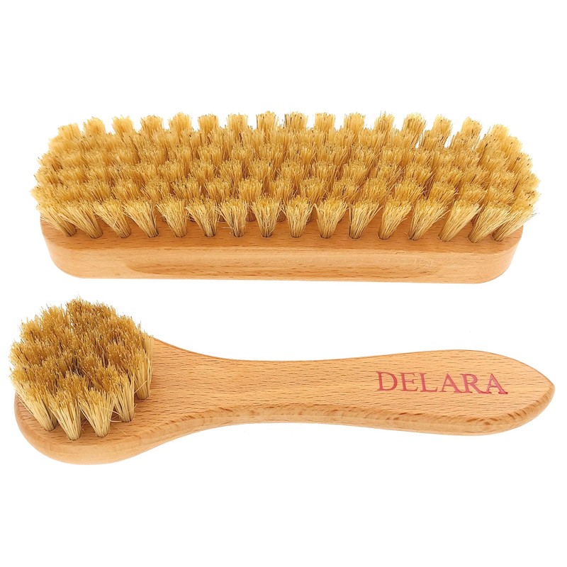 DELARA Two Small Wooden Handled Brushes With Natural Bristles, 1
