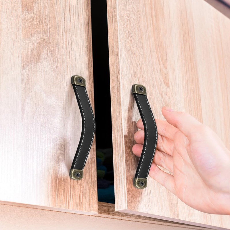 NILLOS Leather Cabinet Handles, 5 PCS Drawer Pull Leather Handle