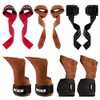 Deselen Leather Weightlifting Straps with Thick Soft Sponge Lining Wrist