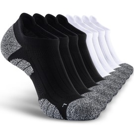 SITOISBE Men's No Show Compression Athletic Socks, Cushioned for Running Hiking, X-Large, Black-4 & White-4 (8 Pairs)