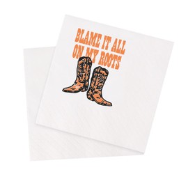 VOWFOO Blame It All On My Roots Cocktail Napkins American Country Western Cowboy Boots Retro Vintage Party Disposable Paper Napkins 100Pcs 4.5 x 4.5 2-ply (Blame It All On My Roots)