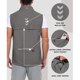 Little Donkey Andy Men's Quick Dry Vest Sleeveless Summer Stretchy Windproof Jacket for Golfing Cycling Running Grey 4XL