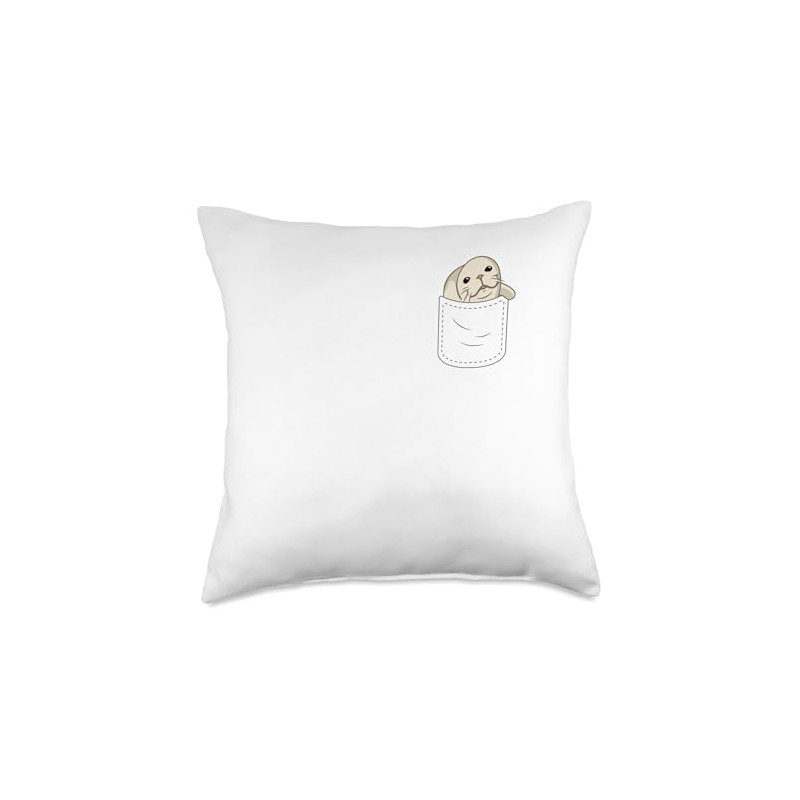 Cute Seal Chest Pocket Throw Pillow