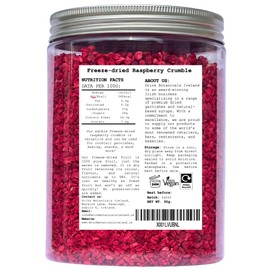 Drink Botanicals | Freeze Dried Raspberry Crumble Grit Pieces | 100% Natural | 5.29oz, 150 Grams | Non-GMO | Dried Raspberries for baking, Garnishing, Cakes | Raspberry Pieces | Pet Recyclable Jar