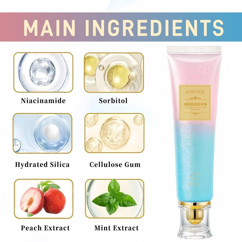 Niacinamide Whitening Toothpaste, Fresh Breath Deep Cleaning Triple Stain Removal