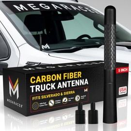 Anodized 5" Short Black Carbon Fiber Truck Antenna for Chevy Silverado & GMC Sierra 1500 2500 (1999-2026) – Billet Aluminum, UV & Chip-Resistant, Car Wash Safe, Small Stubby Replacement Accessories