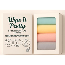 Wipe It Pretty – Reusable Makeup Remover Cloths – 4-Pack – Eco-Friendly, Ultra Soft, Works with Just Water – by Mushroom Lab Skincare