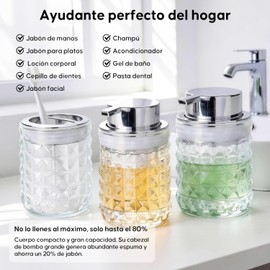 Garselay Dispensador de Jabon Espuma 3 Piezas 2 Dispensadores Reutilizables para Lquido y Locin y 1 Vaso de Cepillo de Dientes, Diseo Moderno para Bao y Cocina