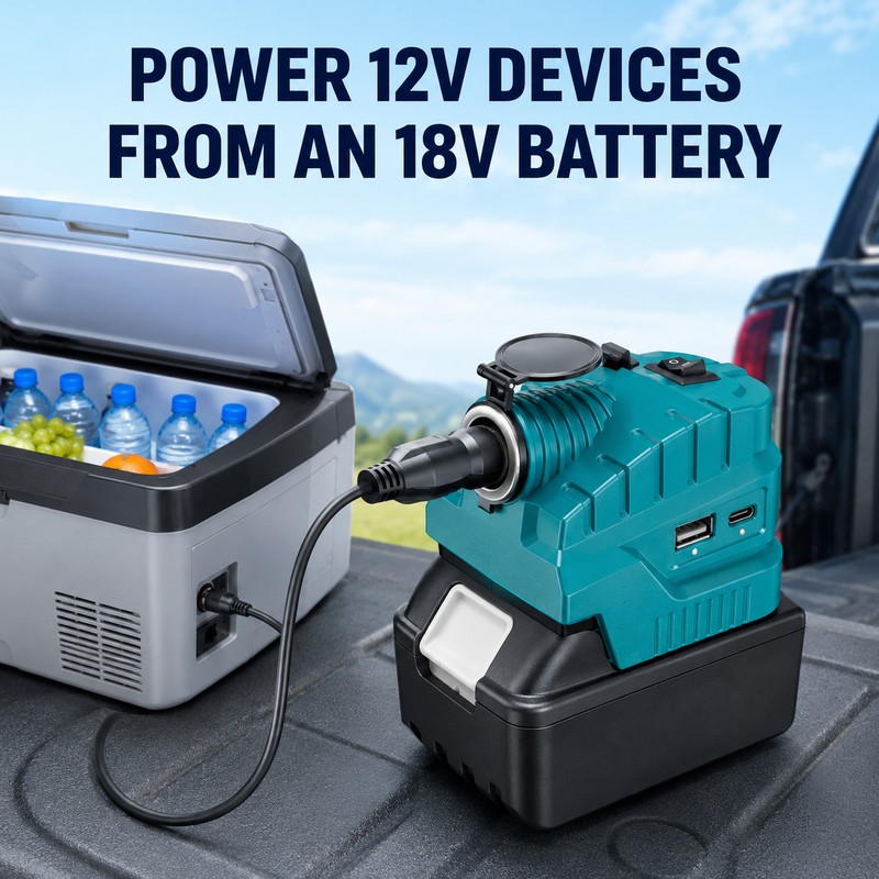 18V to 12V Power Adapter for Makita Batteries with Cigarette