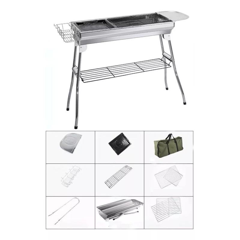 cestbella Asador De Carbón Acero Inoxidable De Almacenamiento Plegable