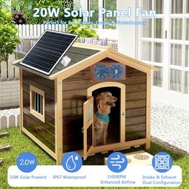 FUTUREZEN Solar Panel 2 Fan Kit, 20W Solar Powered Fan for Chicken Coops, Greenhouses, Sheds, Solar Exhaust Fans & Powered Fan with Intake, Exhaust, 3500RPM, Waterproof, Adjustable Mount, 8.8FT Cable