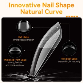 Makartt Medium Coffin Nail Tips: 510pcs Pre-Shaped Full Cover Half Matte Press on Nails 15 Sizes Soak Off Soft Gel False Nails for Extension No Crease Acrylic Nail Manicure DIY Salon Home