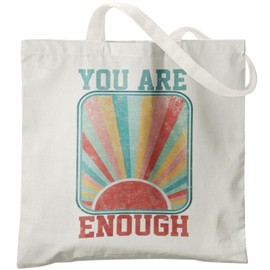 Veqzc Retro Boho Tote Bag Aesthetic, You are Enough Inspirational Affirmations Canvas Tote Bag for Women, Daily Affirmations for Women, Reusable Grocery Bags Shopping Bags, Boho Gifts for Women