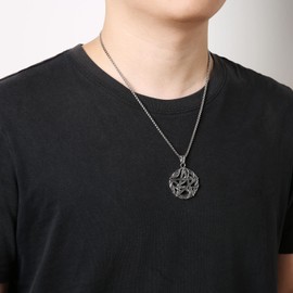 HZMAN Stainless Steel Pentagram Necklace Snake Winding The Seal of Star Wiccan Punk Pendant for Men Women Jewelry Gift