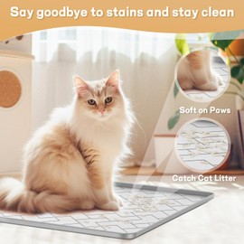 Silicone Cat Litter Mat for litter box 24" X 15"-Easy to Clean Cat Litter Trapping Mat, Waterproof, urine-proof and non-slip to keep the floor clean and tidy（Gray）