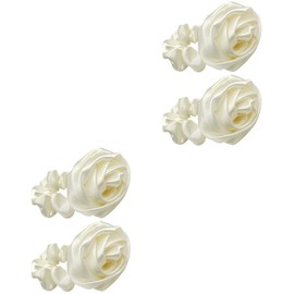 4 Pcs Rose Large Intestine Hair Tie Vintage Ponytail Holder Scrunchies with Flower Rose Hair Scrunchies Ribbon Bow Scrunchies Ponytail Hair Rope White The Flowers Bracket Satin