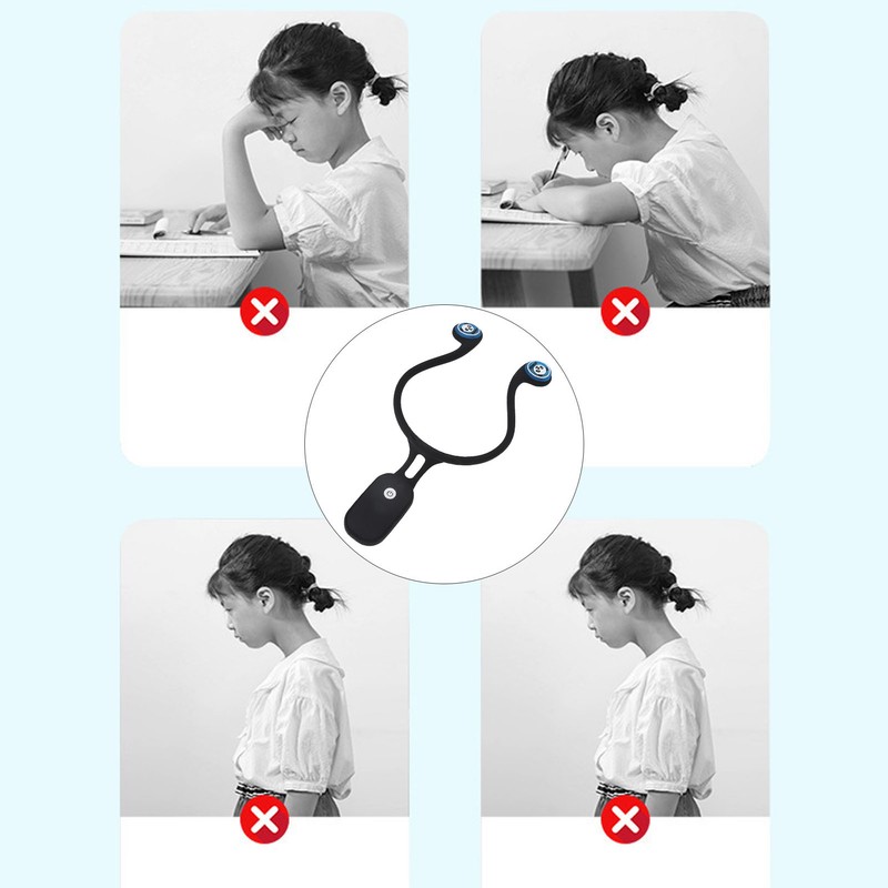 Intelligent Strapless Posture Corrector Vibration Reminder Removable Portable Trainer Black